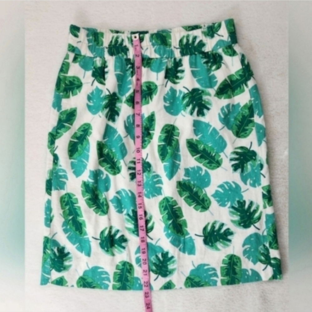 NWT J. Crew Linen Blend Tropical Monstera Print Pull On Skirt - Picture 4 of 8